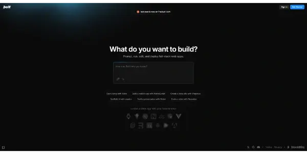 Screenshot of Bolt.new
