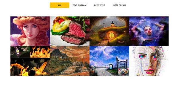 Screenshot of Deep Dream Generator