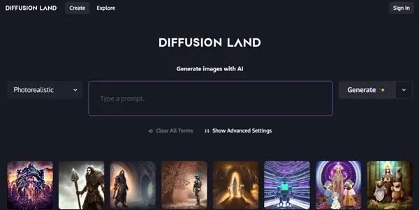 Screenshot of Diffusion Land