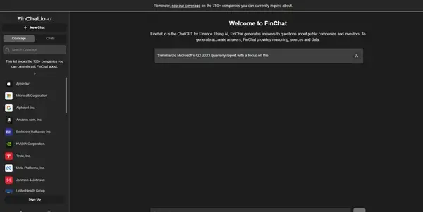 Screenshot of Finchat.io