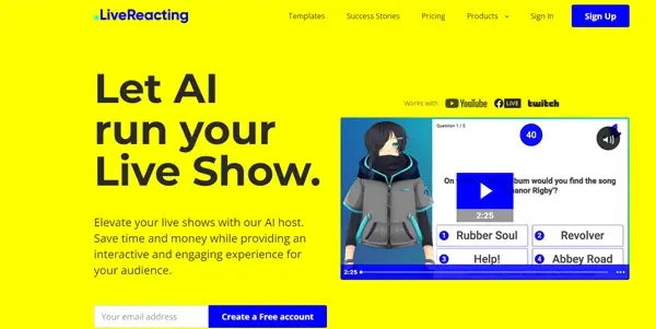 Screenshot of LiveReacting