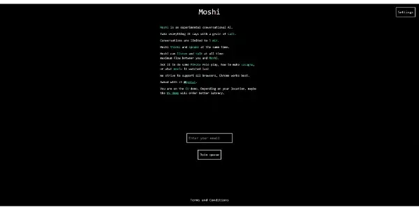 Screenshot of Moshi AI