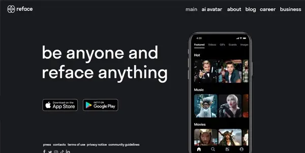 Screenshot of Reface