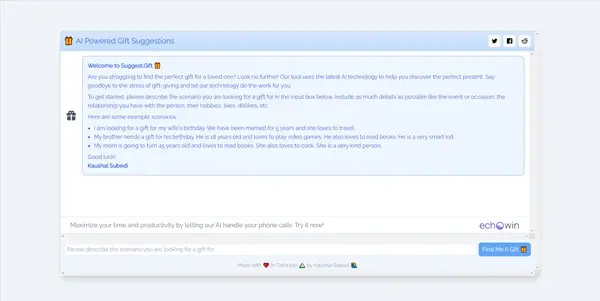 Screenshot of Suggest Gift
