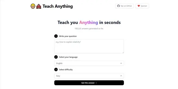 Screenshot of Teach Anything