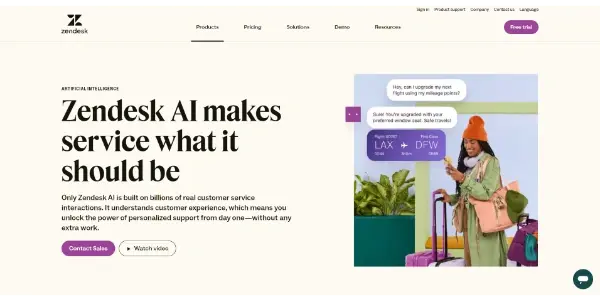Screenshot of Zendesk AI